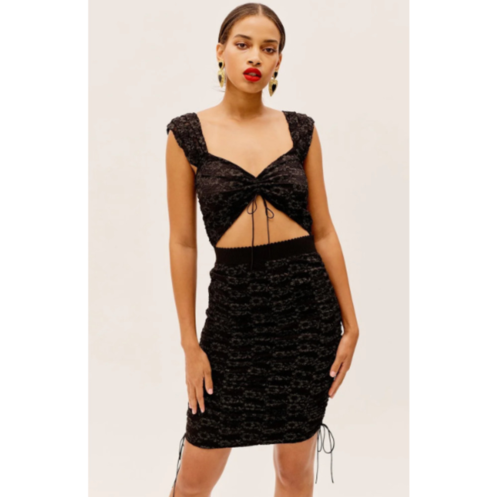 For Love And Lemons Joanna  Dress Gold Metallic Stretch NWT S